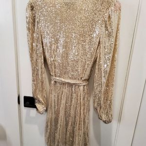 Gold sequince wrap dress